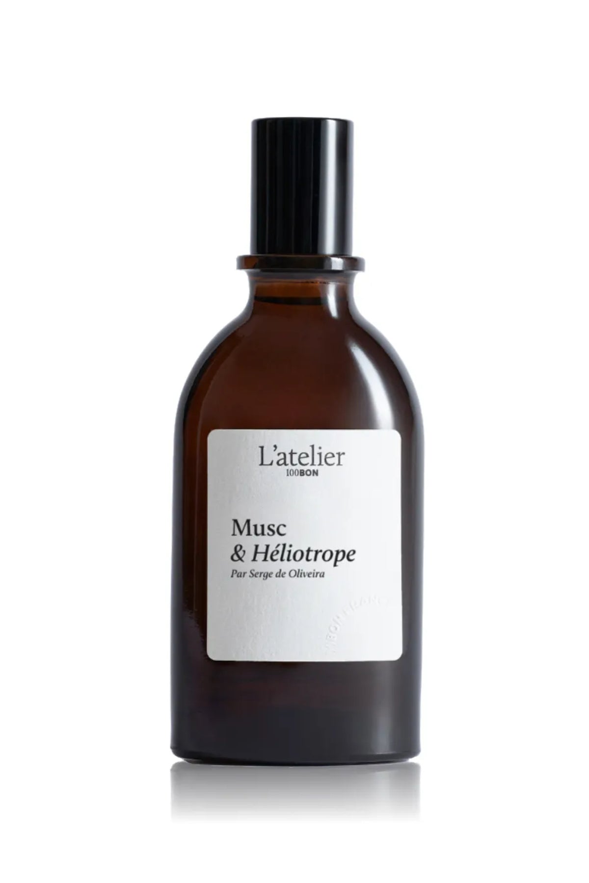 L'Atelier 100 Bon Musc & Héliotrope Eau de Parfum, flacone originale su sfondo bianco