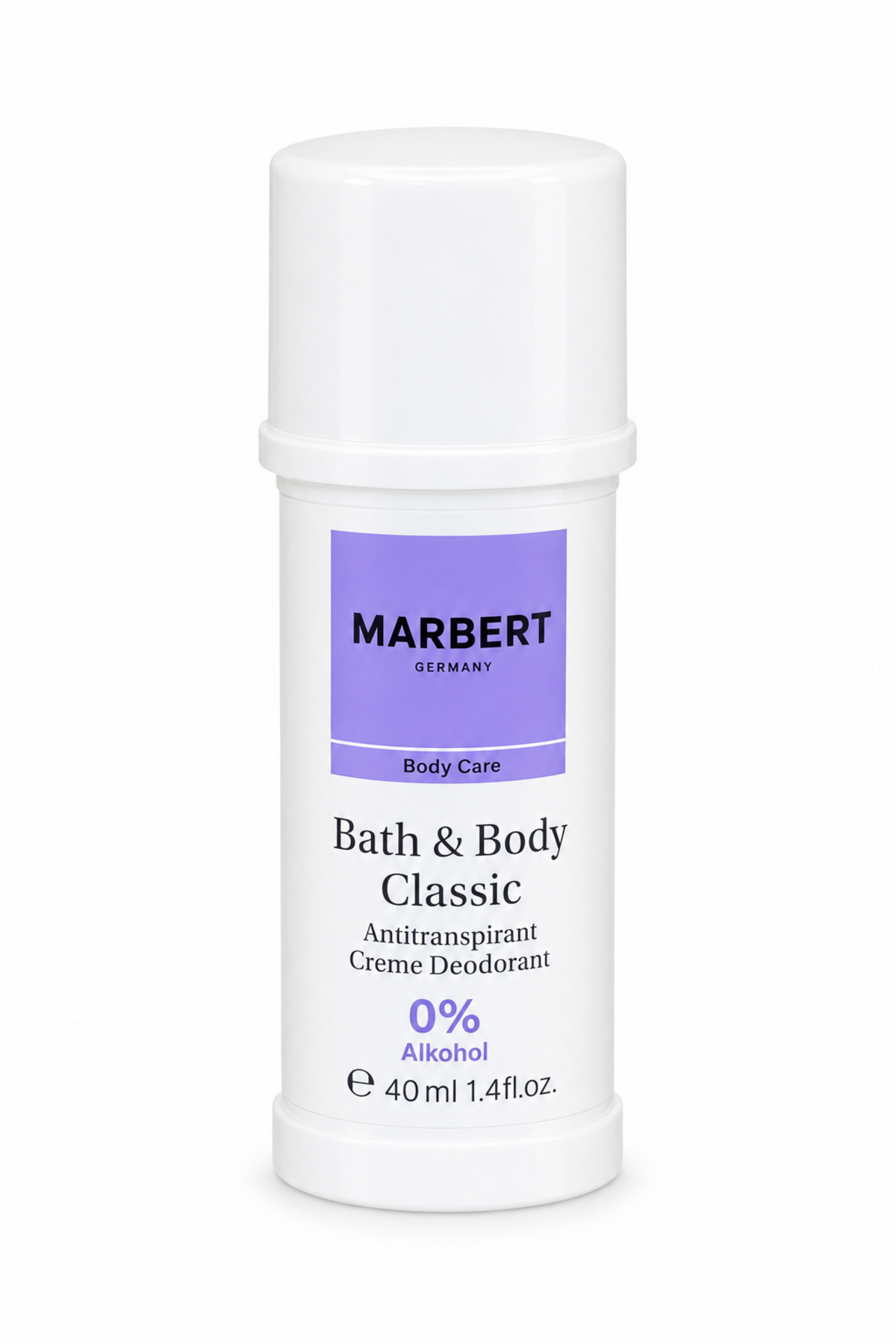 Marbert Bath & Body Classic Deodorante Crema 40 ml su sfondo bianco