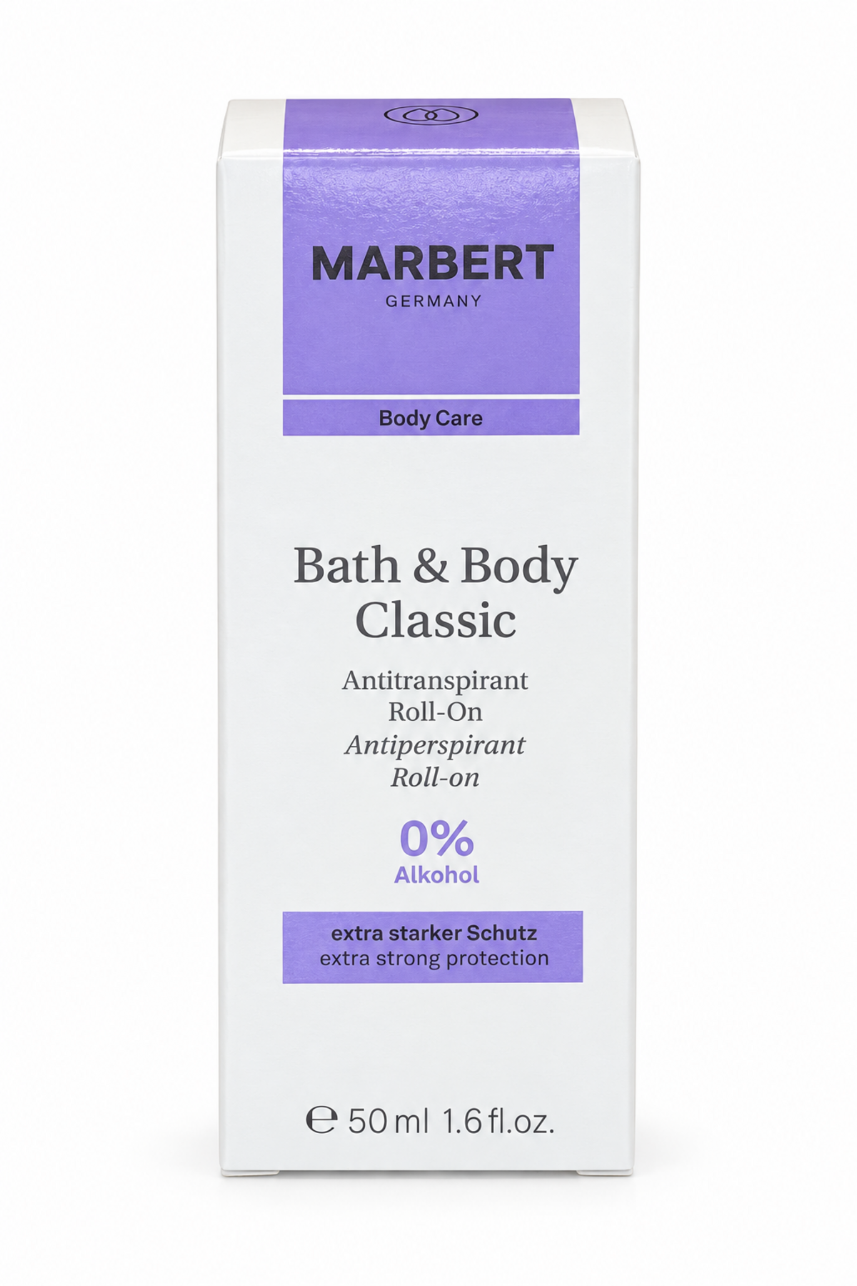 Marbert Bath & Body Classic Deodorante Roll-On 50 ml su sfondo bianco